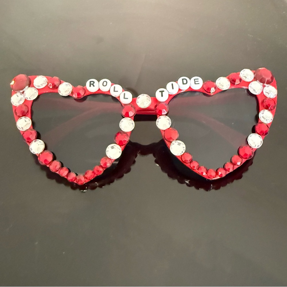 Heart-Shaped Rhinestone 'ROLL TIDE' Sunglasses